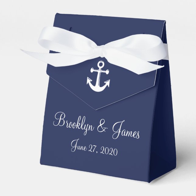 Caja Para Regalos Bolas de Favor de Bodas Náuticas Azules de Marina  (Front Side)