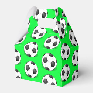 Caja Para Regalos Bolas De Fútbol De Fondo Verde