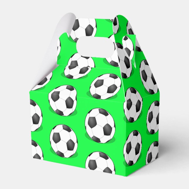 Caja Para Regalos Bolas De Fútbol De Fondo Verde (Front Side)