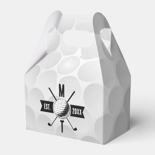 Caja Para Regalos Bolas de golf Textura y Monograma Inicial del Club (Front Side)