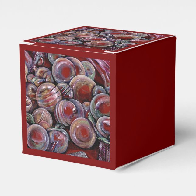Caja Para Regalos Bolas de Navidad Rojas (Costado Anverso)