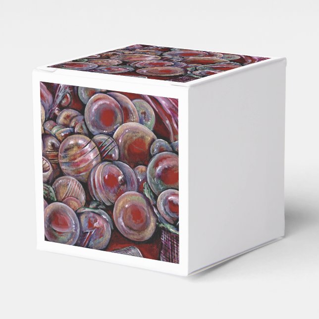 Caja Para Regalos Bolas de Navidades rojos (Costado Anverso)