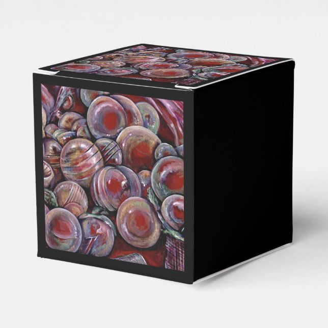 Caja Para Regalos Bolas de Navidades rojos (Costado Anverso)