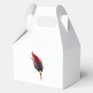 Caja Para Regalos Bolígrafo pluma roja con plumilla dorada