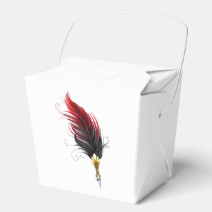 Caja Para Regalos Bolígrafo pluma roja con plumilla dorada