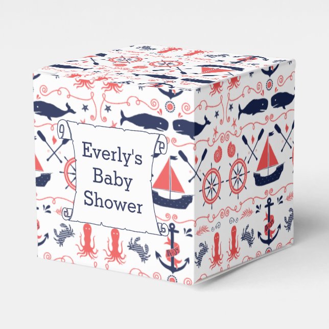 Caja Para Regalos Bolsa de regalo Náutica Baby Shower personalizada (Costado Anverso)