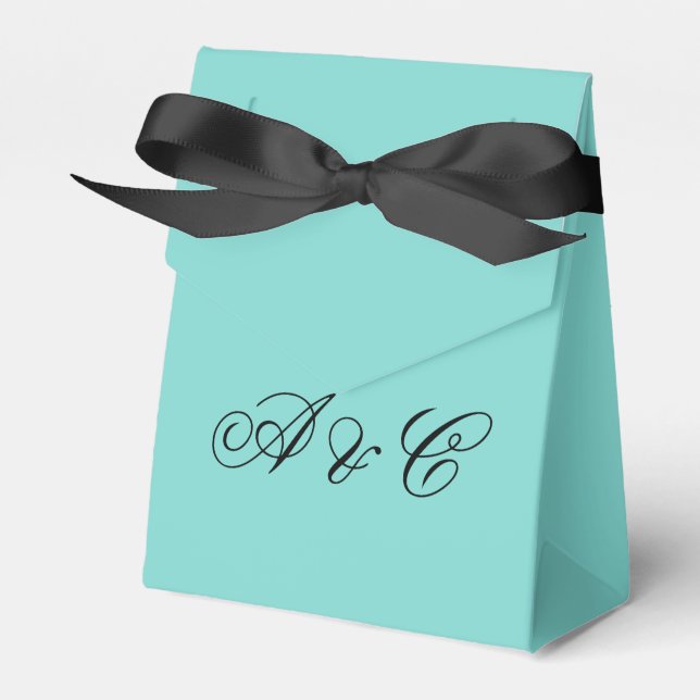 Caja Para Regalos Bolsas Fiestas de Aqua y White Bows (Front Side)