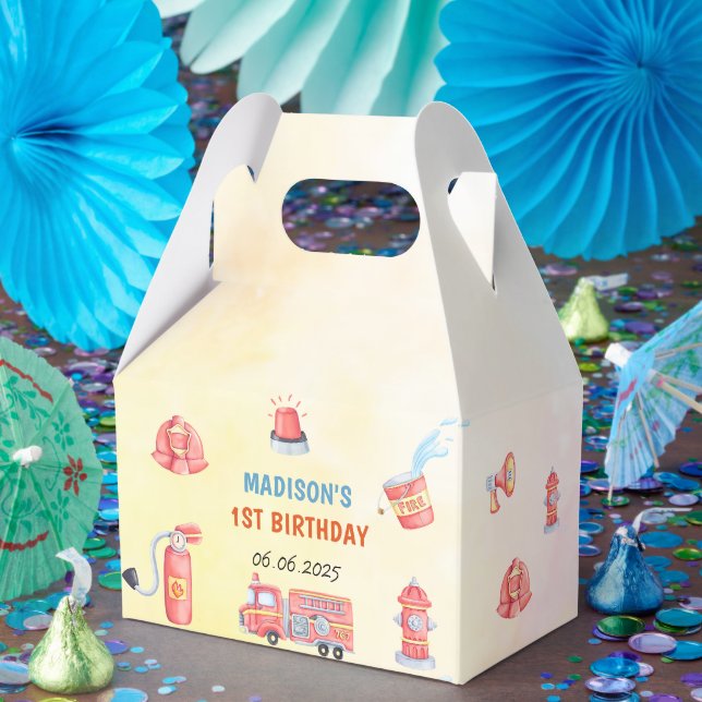 Caja Para Regalos Bombero de camiones Primer cumpleaños (Fiesta)