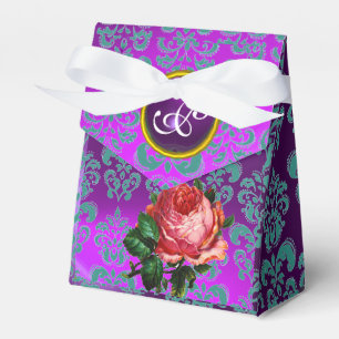 CAJA PARA REGALOS BONITA ROSA ROSA ROSA ROSA DAMASK PURPLE GEM MONOG