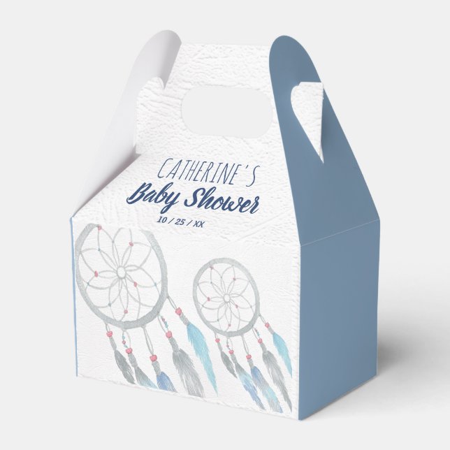 Caja Para Regalos Bonito Blue Boho Dreamcatcher Baby Shower (Front Side)