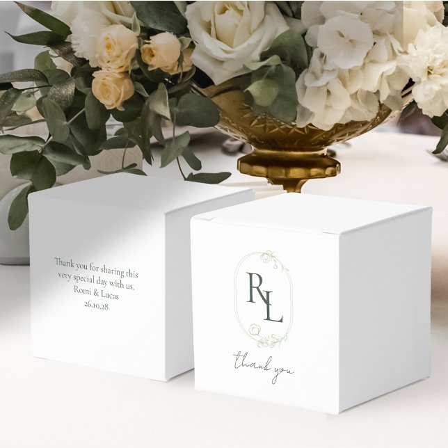 Caja Para Regalos Bonito Boda Floral Pareja Monograma Gracias (Subido por el creador)