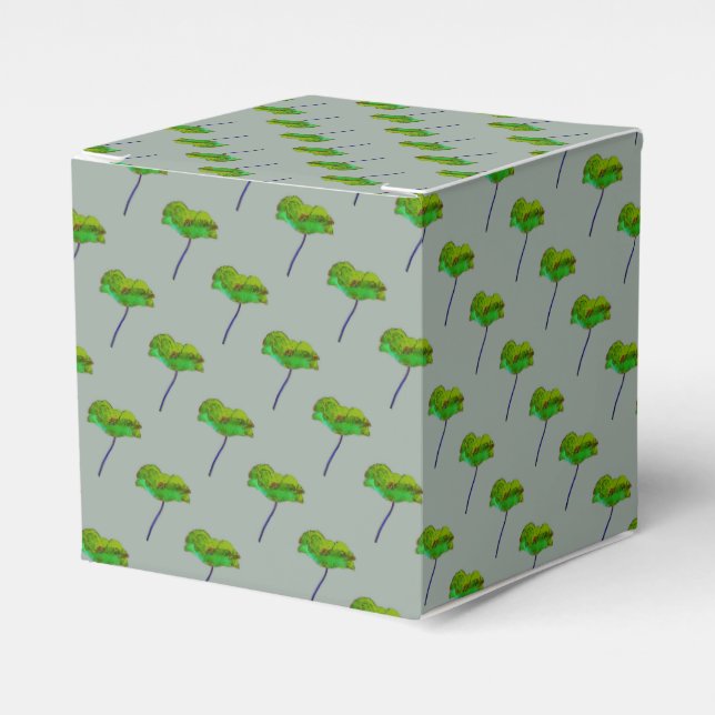 Caja Para Regalos Bonito flor de adormidera verde azul (Costado Anverso)