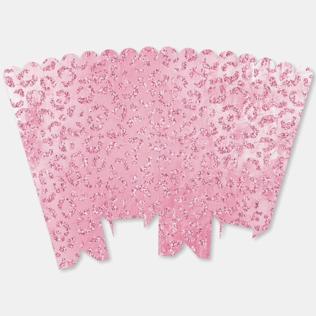 Caja Para Regalos Bonito Girly Sugar Purpurina Rosado Leopardo (Desplegado)