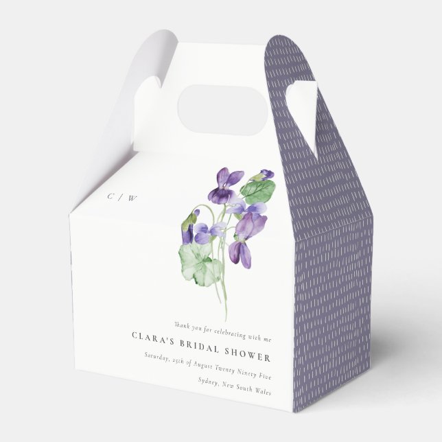 Caja Para Regalos Bonito Monograma Violet Floral Bunch Bridal Shower (Front Side)