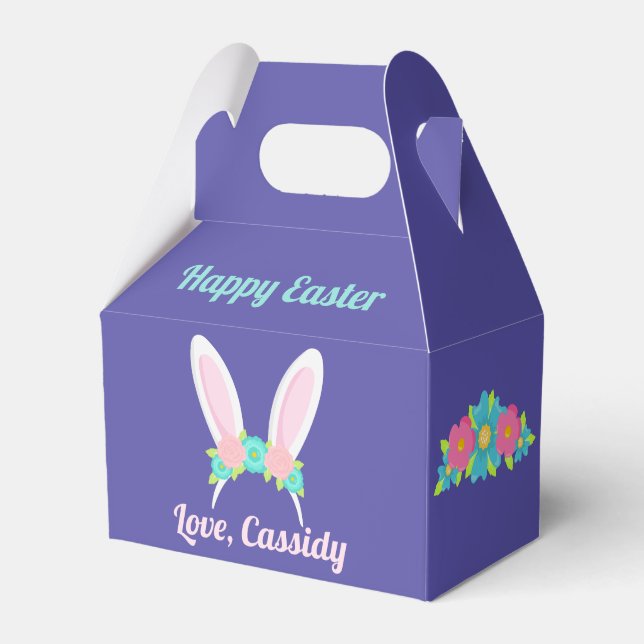Caja Para Regalos Bonito Morple Easter Bunny Ears Floral Moda Fiesta (Front Side)