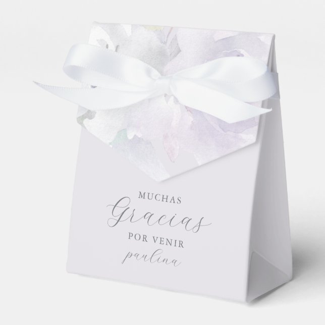 Caja Para Regalos Bonito Púrpura Watercolor Floral Gracias (Front Side)