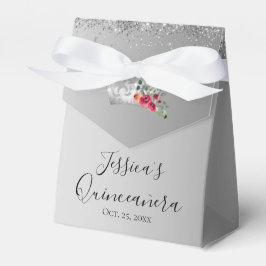 Caja Para Regalos Bonito Purpurina Plata Quinceanera Favor Box