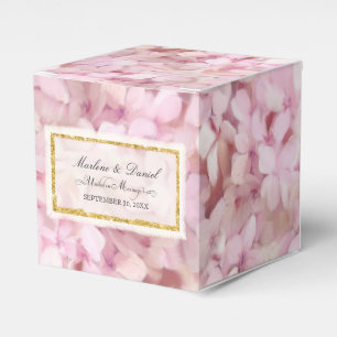 Caja Para Regalos Bonito Rosa Faux Gold Hydrangea Arte floral