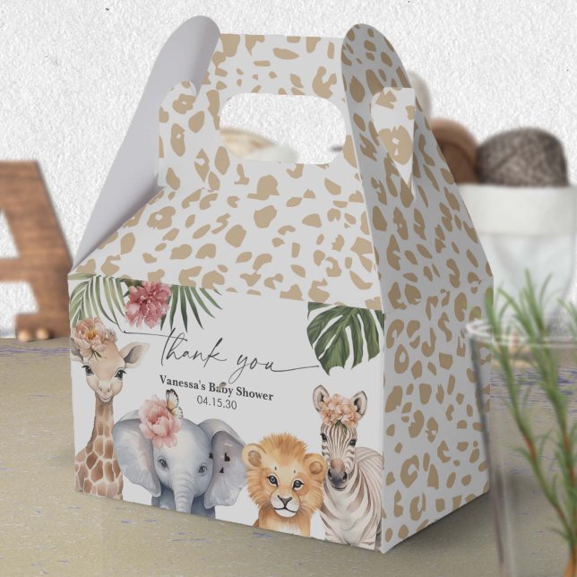 Caja Para Regalos Bonito Safari Baby Animals Baby Girl Shower (Safari Animals Baby Girl Shower Favor box.)