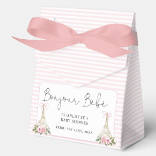 Caja Para Regalos Bonjour Bebe Paris Baby Shower Rosa Francés Eiffel