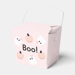 Caja Para Regalos Boo Halloween Fantasma Chica y calabaza rosa