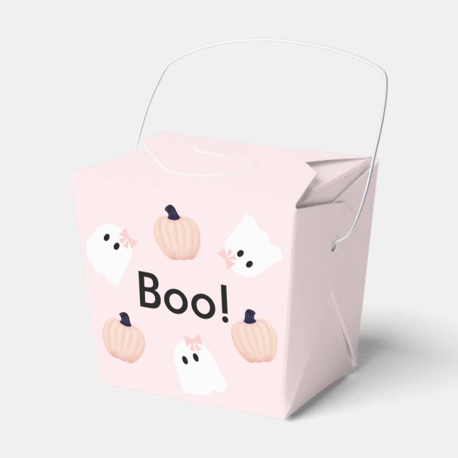 Caja Para Regalos Boo Halloween Fantasma Chica y calabaza rosa (Front Side)
