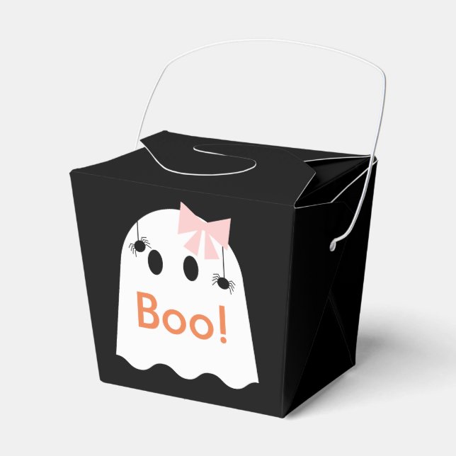 Caja Para Regalos ¡Boo! Halloween Ghost Chica Black Favor Gift Box (Front Side)