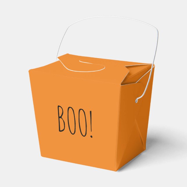 Caja Para Regalos Boo naranja simple tipografía graciosa linda Hallo (Front Side)