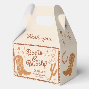 Caja Para Regalos Boots y Bubbly Western Bridal Shower Favor Box