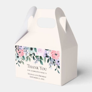 Caja Para Regalos Borde floral de color rosa y púrpura gracias