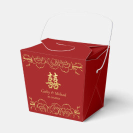 Caja Para Regalos Borde floral dorado rojo boda chino doble xi