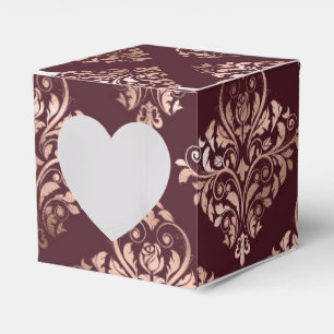 Caja Para Regalos Borgoña - Boda de damasco de Marsala y oro rosa