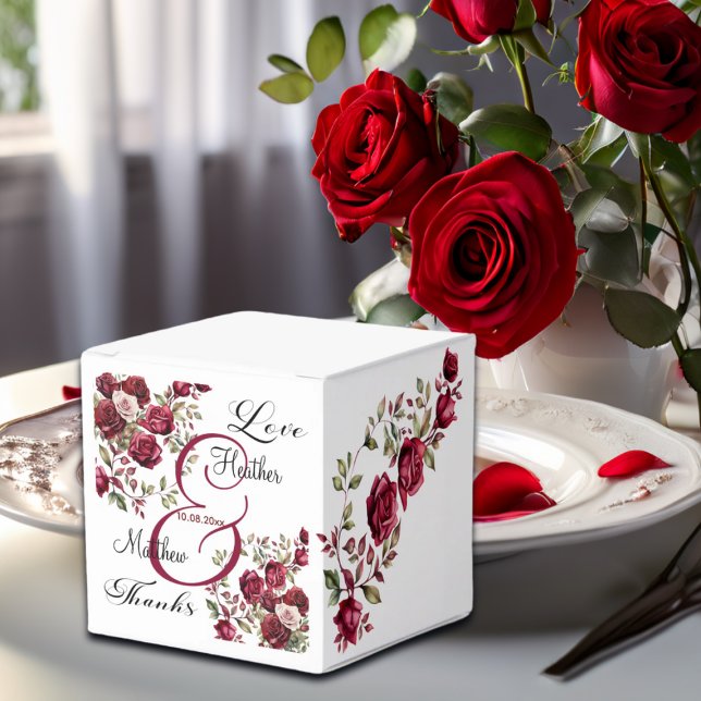 Caja Para Regalos Borgoña Floral Moderno Boda de escritura (Subido por el creador)