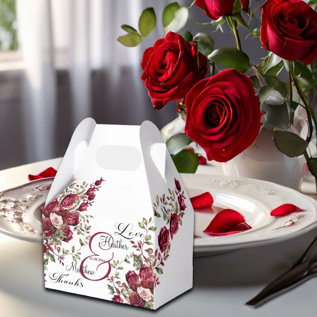 Caja Para Regalos Borgoña Floral Moderno Boda de escritura (Subido por el creador)