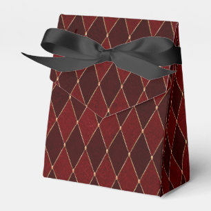 Caja Para Regalos Borgoña oscura y Entramado dorado