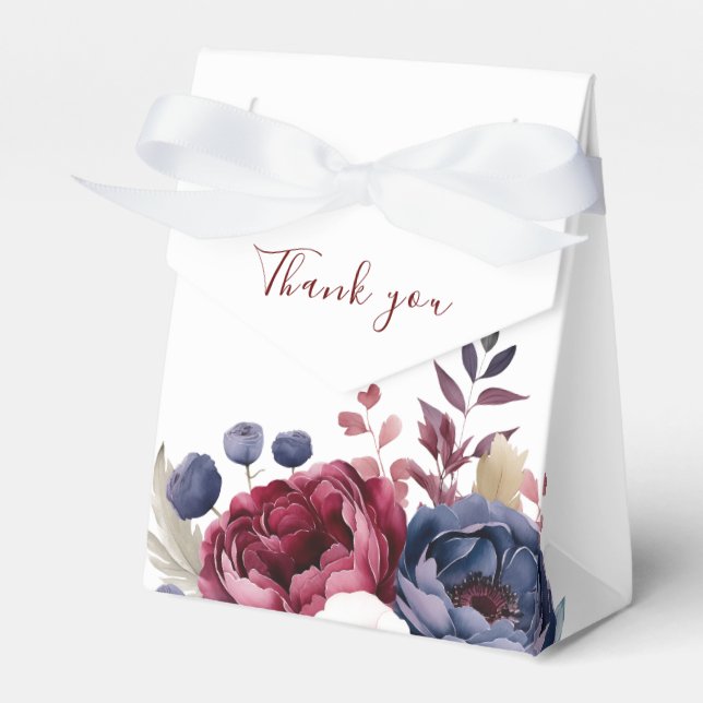 Caja Para Regalos Borgoña Red rubia rosa floral acuarela boda (Front Side)