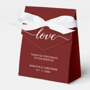Caja Para Regalos Borgoña rojo simple y elegante Boda de amor ScrIpt