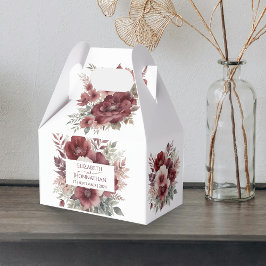 Caja Para Regalos Borgoña Rústica Rojo Floral Watercolor Caída Boda