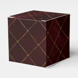 Caja Para Regalos Borgona y Oro Enrejado de Lujo Vintage