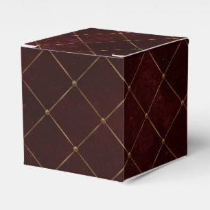 Caja Para Regalos Borgona y Oro Enrejado de Lujo Vintage