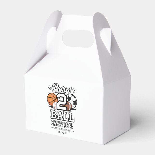 Caja Para Regalos Born 2 Ball Sports Themed Boy 2nd Birthday Party (Front Side)