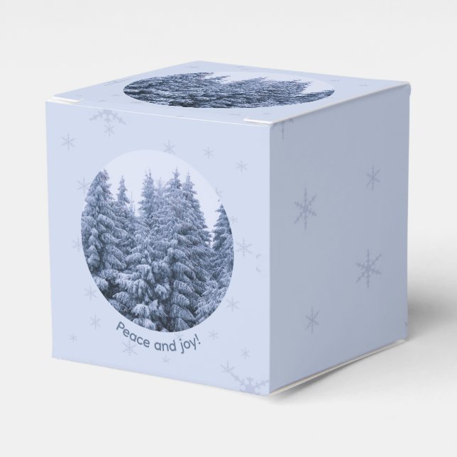 Caja Para Regalos Bosque de invierno mágico - fiesta de navidades (Costado Anverso)