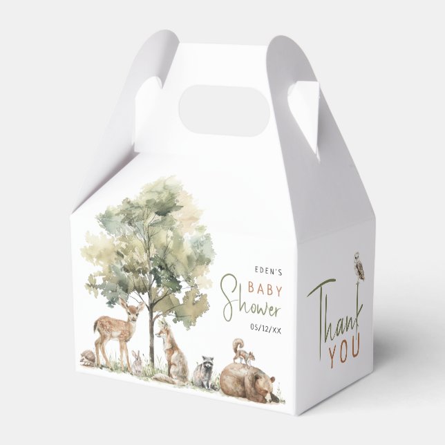 Caja Para Regalos Bosque de Woodland Animales Adventure Baby Shower (Front Side)
