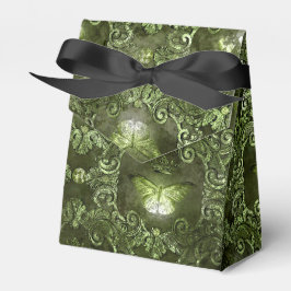 Caja Para Regalos Bosque Glimmer Verde y Mariposa Vintage Negra