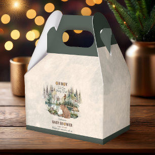Caja Para Regalos Bosque Rústico Oh Boy Bearly Wait Baby Shower