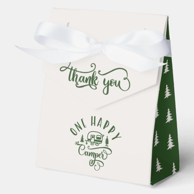 Caja Para Regalos Bosque verde Un camper feliz primer cumpleaños (Anverso)