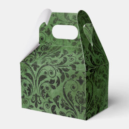 Caja Para Regalos Bosque verde y negro brillante damasco vintage