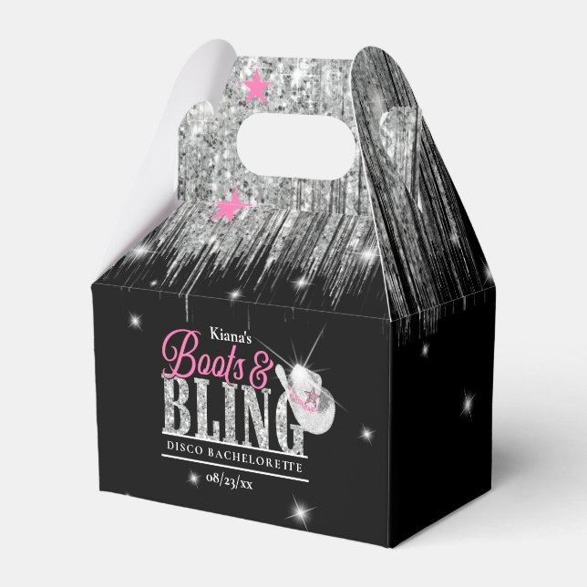 Caja Para Regalos Botas 'n Bling Disco Despedida de Soltera Negro ID (Front Side)