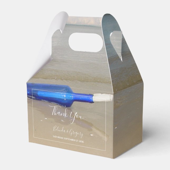 Caja Para Regalos Botella En La Boda De Arena De Playa (Front Side)