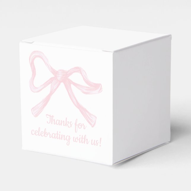 Caja Para Regalos Bow rosa, cinta rosada Personalizado (Costado Anverso)